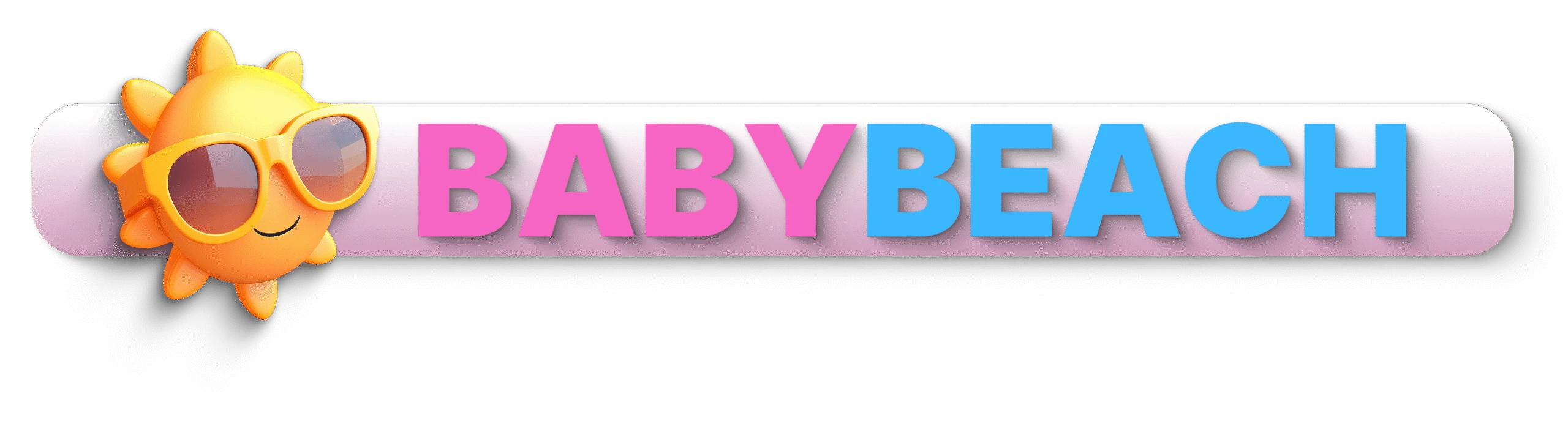 „BabyBeach Logo mit Baby, Sonne und Palmen – Symbol für Indoor-Salzspielplatz und Familienfreizeit.“